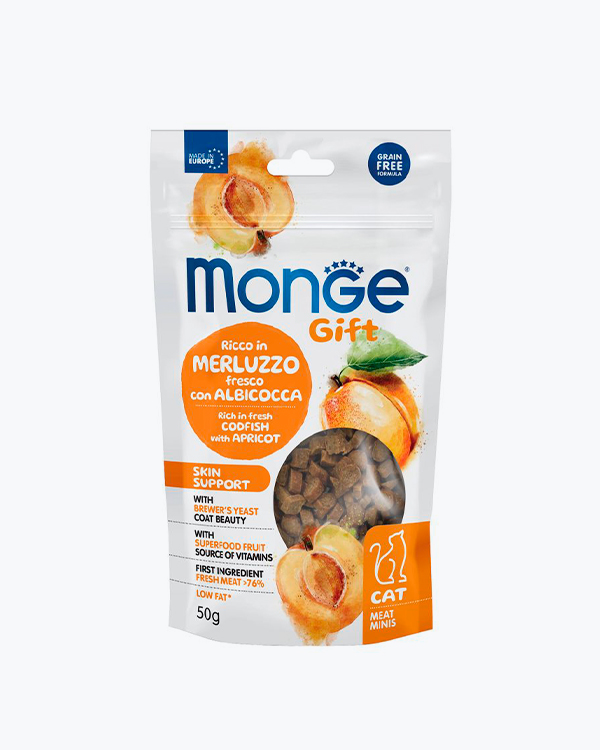 Ласощі Monge Gift Cat Skin support для котів, тріска з абрикосами, 50 г