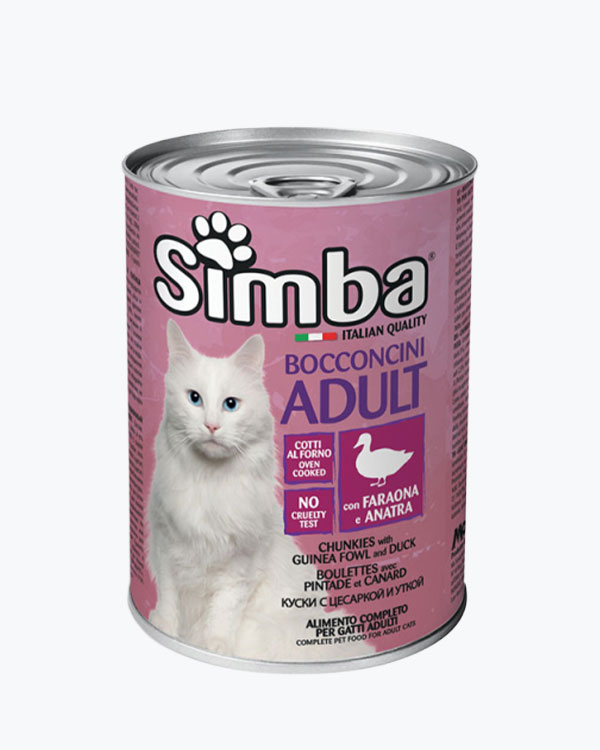 Влажный корм Simba Cat Wet для взрослых кошек с цесаркой и уткой, 415 г, ж/б