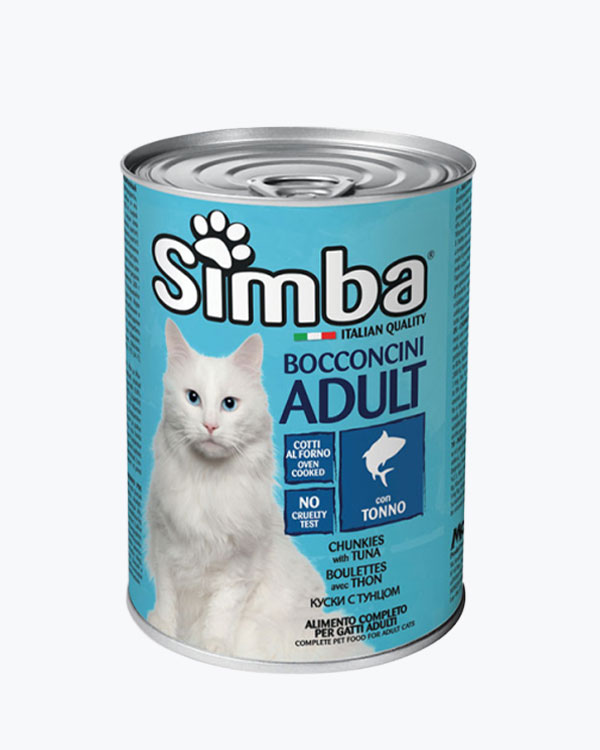 Влажный корм Simba Cat Wet для взрослых кошек с тунцом, 415 г, ж/б
