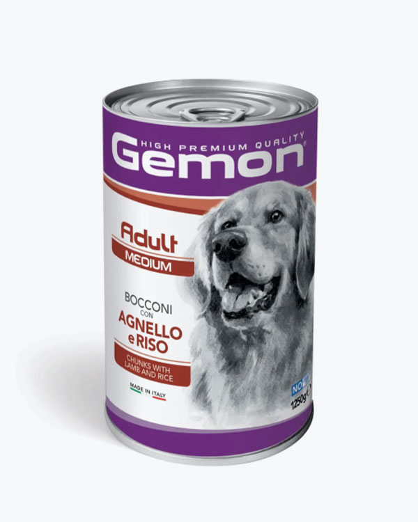 Паштет Gemon Dog Wet Medium Adult для дорослих собак середніх порід з ягням та рисом, 1.25 кг, з/б