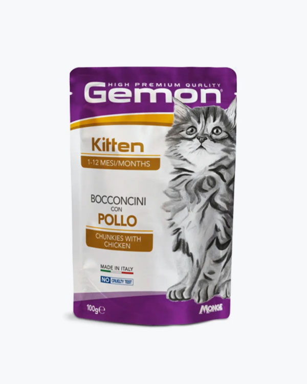 Вологий корм для кошенят Gemon Cat Wet Kitten з куркою, 100 г, пауч