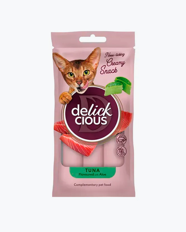 Крем-лакомство для кошек Delickcious Tuna Flavoured with Aloe, тунец с добавлением алоэ, (4*15 г)