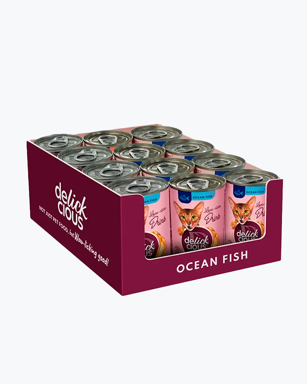 Напиток для кошек Delickcious Ocean Fish, с океанической рыбой, 140 г, (12 шт)