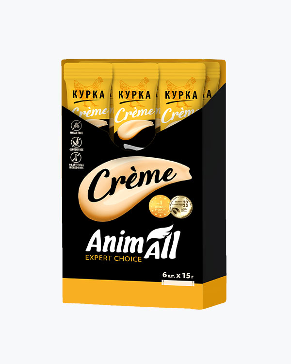Лакомство AnimAll Сrème для кошек, со вкусом курицы, 6 х 15 г