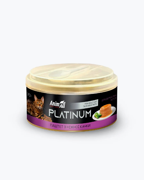 Вологий корм AnimAll Platinum, для котів, ніжний паштет з качки, 70 г