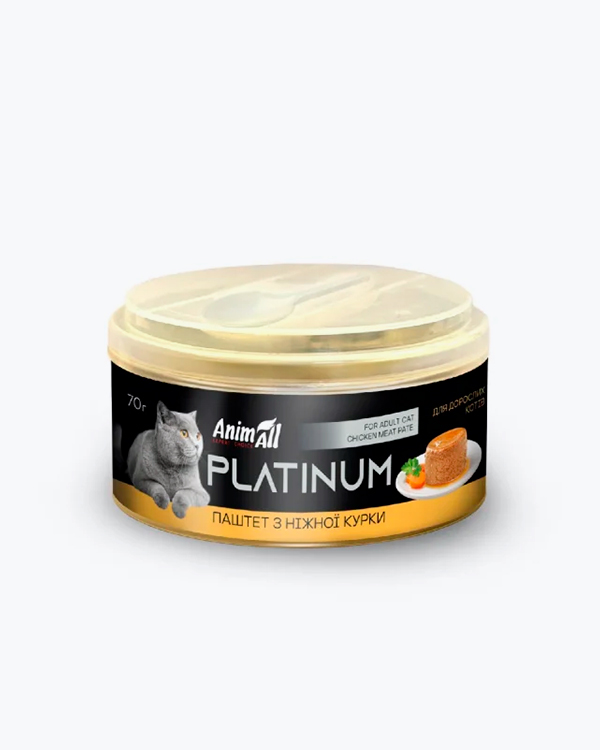 Вологий корм AnimAll Platinum, для котів, ніжний паштет з курки, 70 г