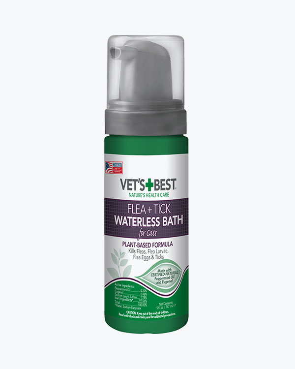 Миюча пінка Vet's Best Flea&Tick Waterless Bath For Cats, для котів, від бліх, кліщів та москітів,147 мл