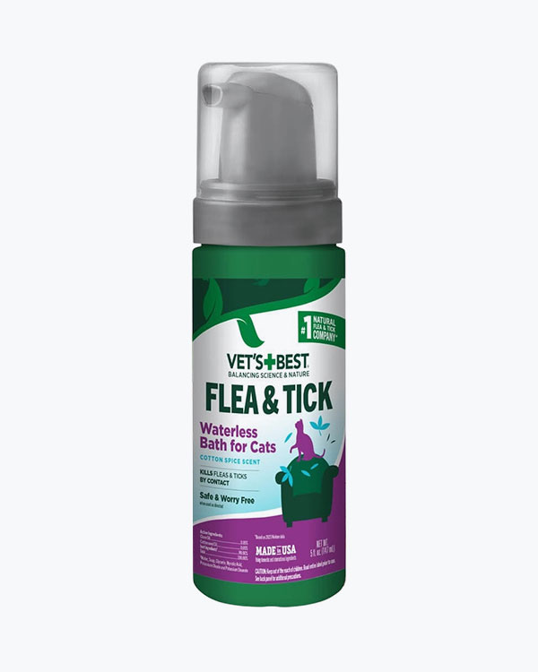 Миюча пінка Vet's Best Flea&Tick Waterless Bath For Cats, для котів, від бліх, кліщів та москітів, з ароматом бавовни та спецій, 150 мл