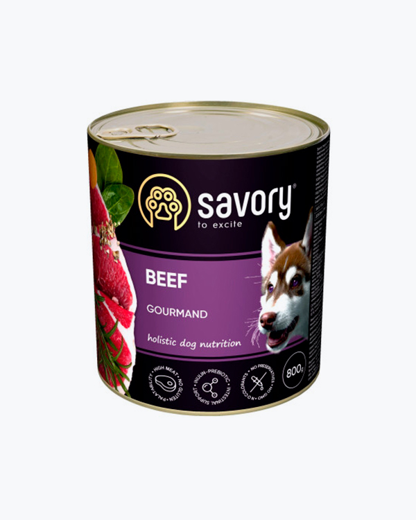 Влажный корм Savory Dog Gourmand Beef, для взрослых собак, с говядиной, 800 г