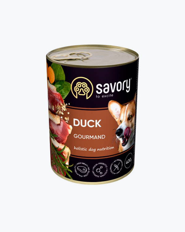 Влажный корм Savory Dog Gourmand Duck, для взрослых собак, с уткой, 400 г