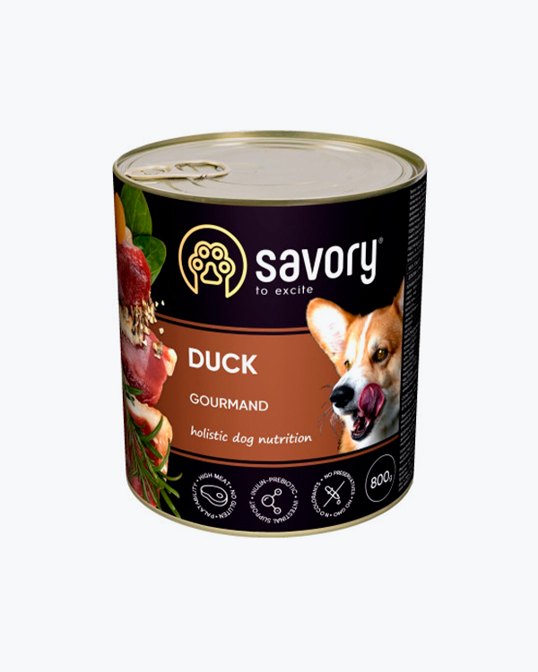 Влажный корм Savory Dog Gourmand Duck, для взрослых собак, с уткой, 800 г