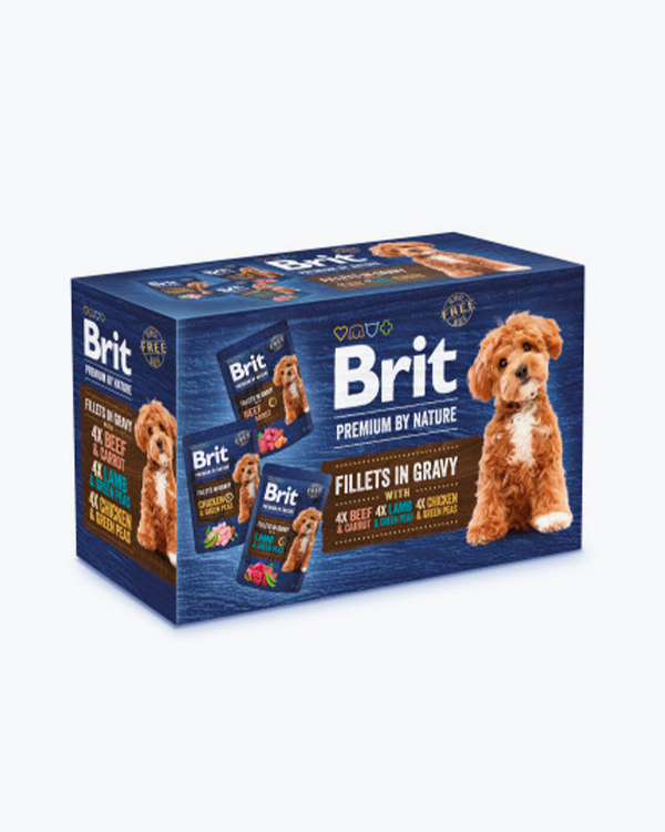 Упаковка вологого корма Brit Premium Fillets in Gravy Multipack для собак малих порід, філе в соусі, 12 шт по 85 г