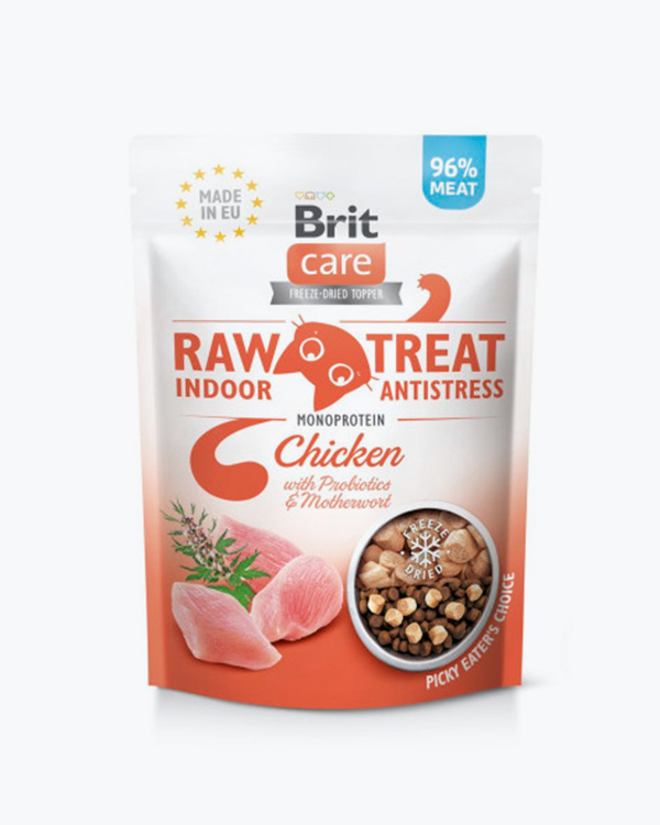 Лакомства Brit Raw Treat Freeze-dried Indoor and Antistress для домашніх котов, курица, 40 г