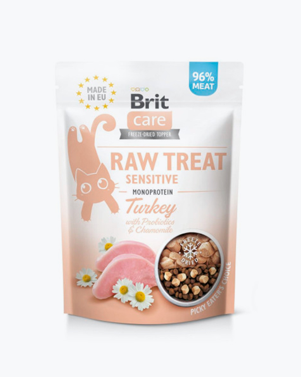 Ласощі Brit Raw Treat Freeze-dried Sensitive для котів, з чутливим травленням індичка, 40 г