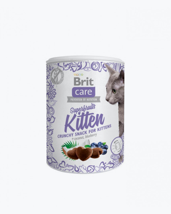 Ласощі Brit Care Superfruits Kitten для кошенят від 6 тижнів, з куркою кокосом та чорницею, 100 г