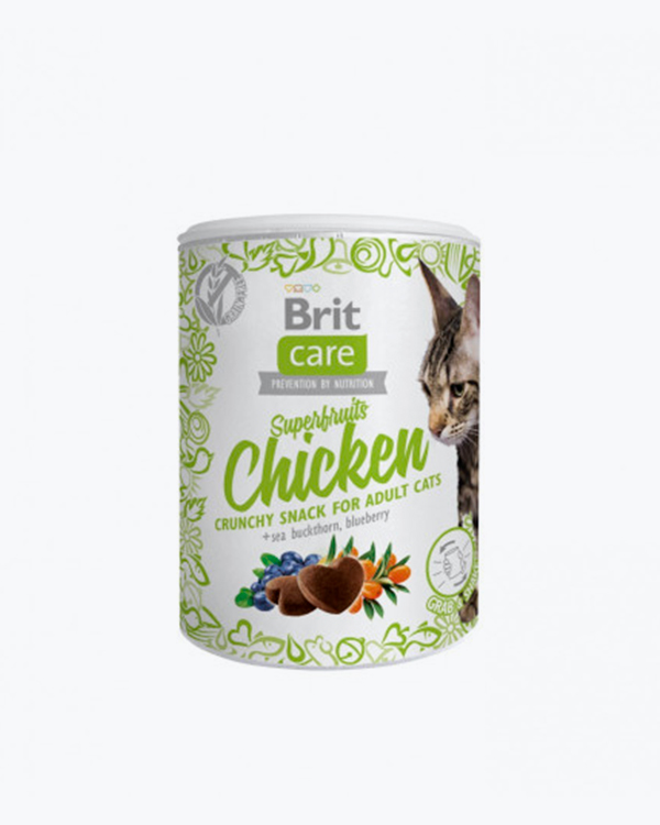 Ласощі Brit Care Superfruits Chicken для котів, з куркою обліпихою та чорницею, 100 г