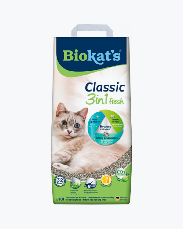 Наповнювач Biokat's Classic Fresh 3in1, для котячого туалету, бентонітовий, 10 л