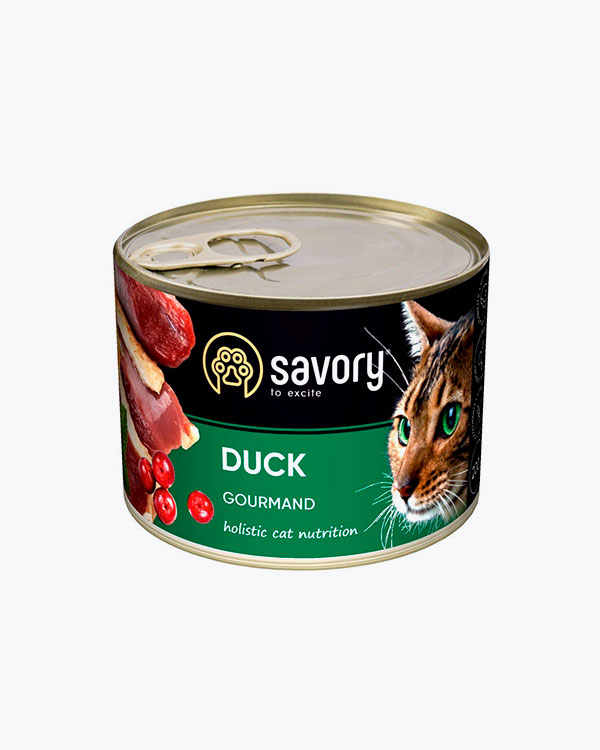 Вологий корм Savory Cat Can Adult Duck для вибагливих котів, з качкою, 200 г