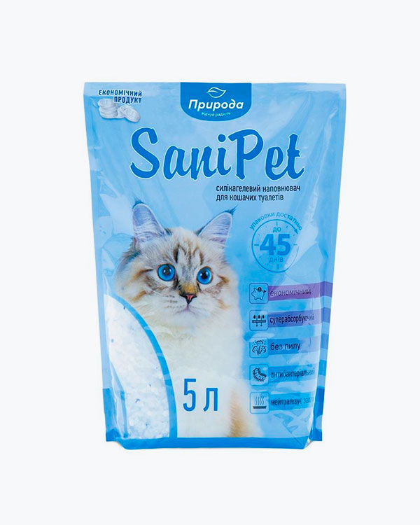 Наповнювач Sani Pet для котячого туалету, силікагелевий, 5 л