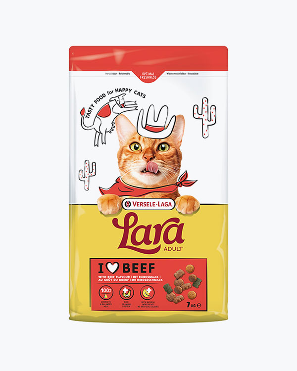 Сухой корм Lara Adult with Beef Flavour для кошек, с говядиной, 7 кг