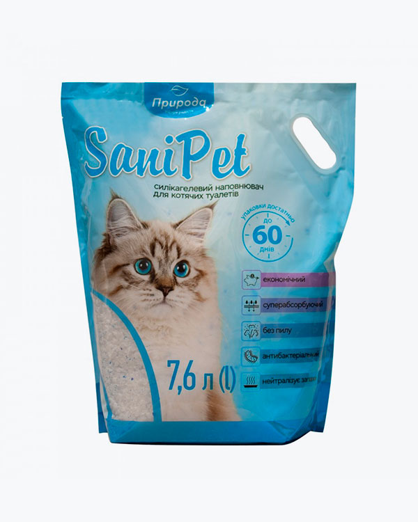Наповнювач Sani Pet для котячого туалету, силікагелевий, 7.6 л