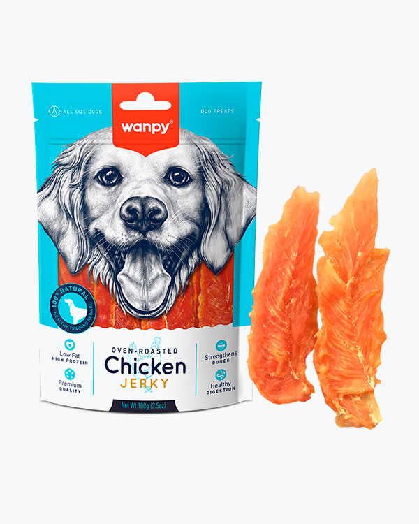 УЦІНКА - Ласощі WANPY Chicken Jerky для собак, філе куряче в'ялене, 100 г