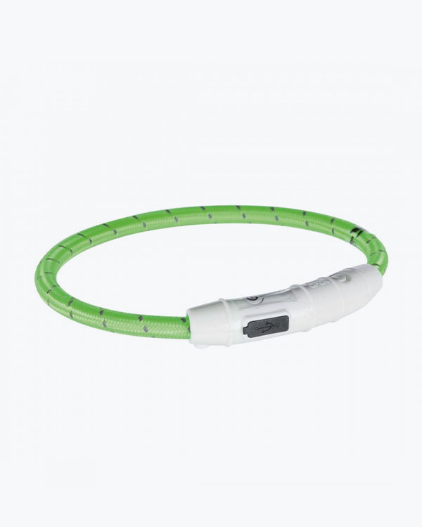 Нашийник Trixie Flash Light Ring USB для собак, з підсвічуванням, силіконовий, розмір XS-S, зелений