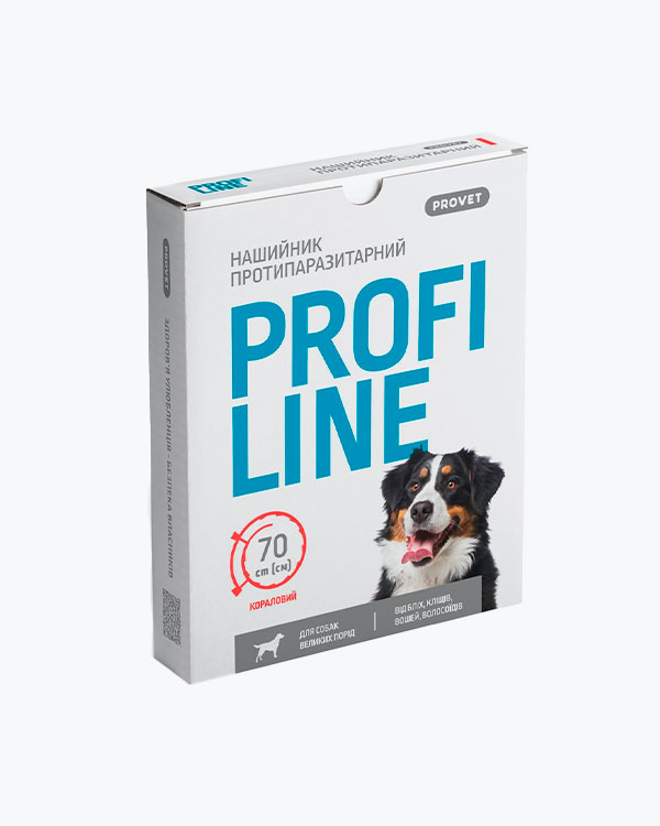 Нашийник ProVET Profiline для собак великих порід, інсектоакарицид, кораловий, 70 см