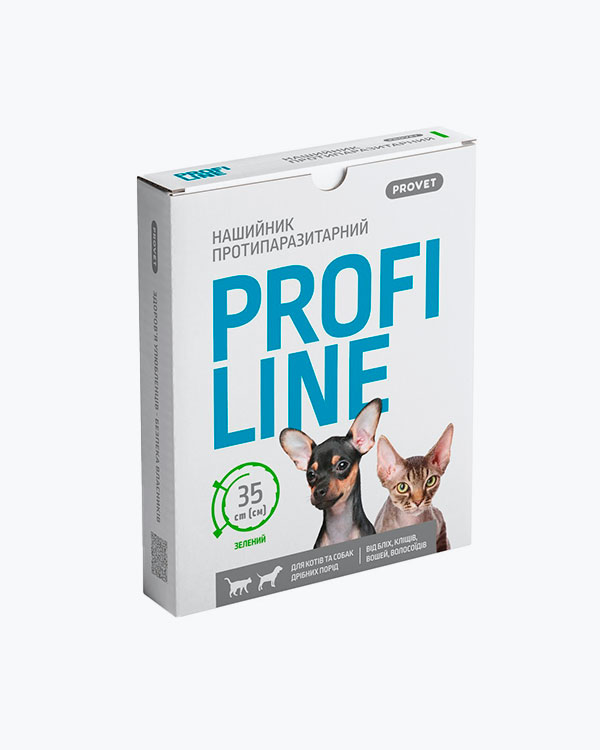 Нашийник ProVET Profiline для котів та собак інсектоакарицид, зелений, 35 см