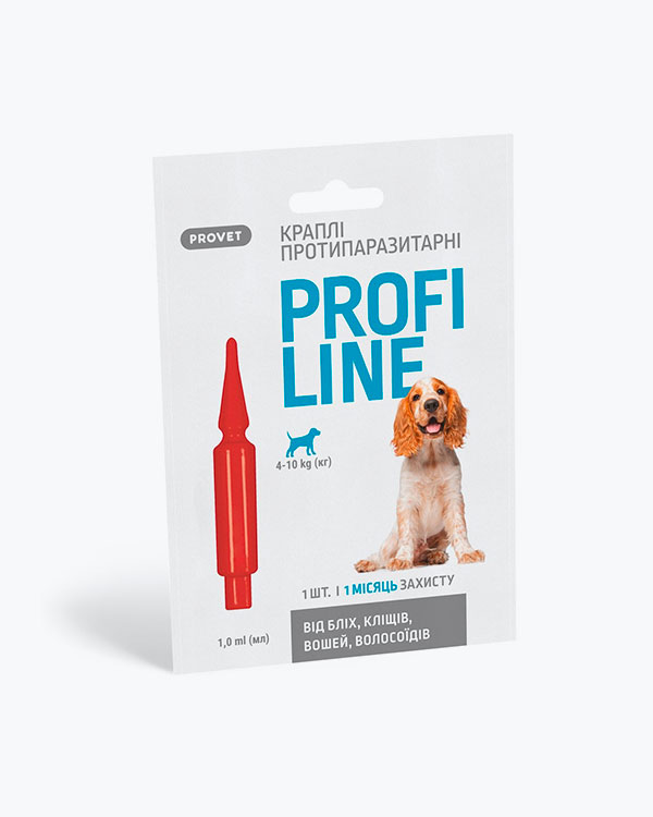 Капли ProVET Profiline для собак, 4-10 кг, инсектоакарицид, 1 пипетка по 1 мл