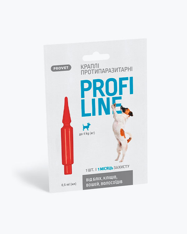 Краплі ProVET Profiline для собак до 4 кг інсектоакарицид 1 піпетка по 0.5 мл