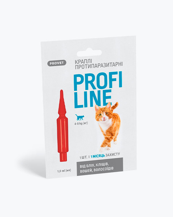 Капли ProVET Profiline для котов, 4-8 кг инсектоакарицид 1 пипетка по 1 мл