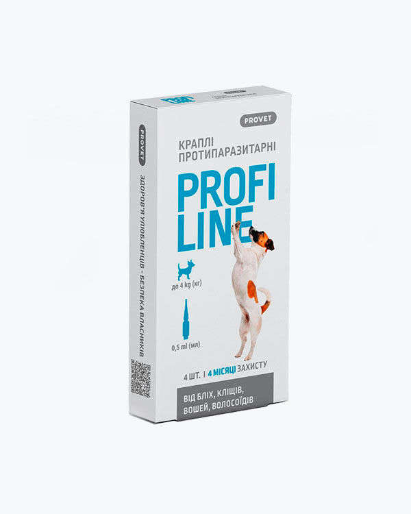 Капли ProVET Profiline для собак до 4 кг инсектоакарицид, 4 пипетки по 0.5 мл