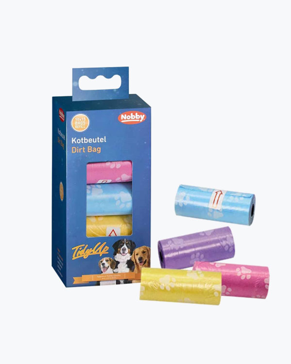 Пакети Nobby TidyUp для прибирання, упаковка 10 рулонів по 15 пакетів, пастельні кольори