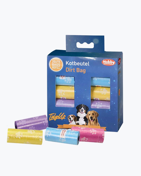 Пакети Nobby TidyUp для прибирання, упаковка 20 рулонів по 15 пакетів, пастельні кольори