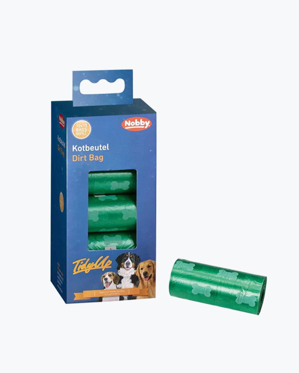 Пакети Nobby TidyUp для прибирання, упаковка 10 рулонів по 15 пакетів, зелені