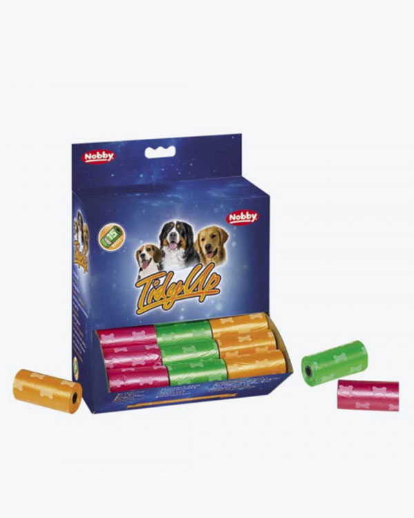 Пакети Nobby TidyUp для прибирання, упаковка 63 рулона по 15 пакетів, різнокольорові