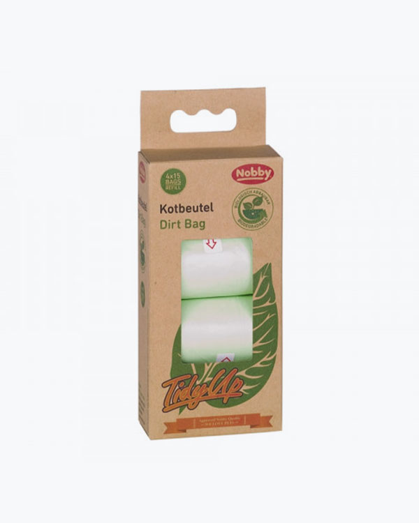 Пакети Nobby Bio для прибирання, упаковка 4 рулони по 15 пакетів, біорозкладні