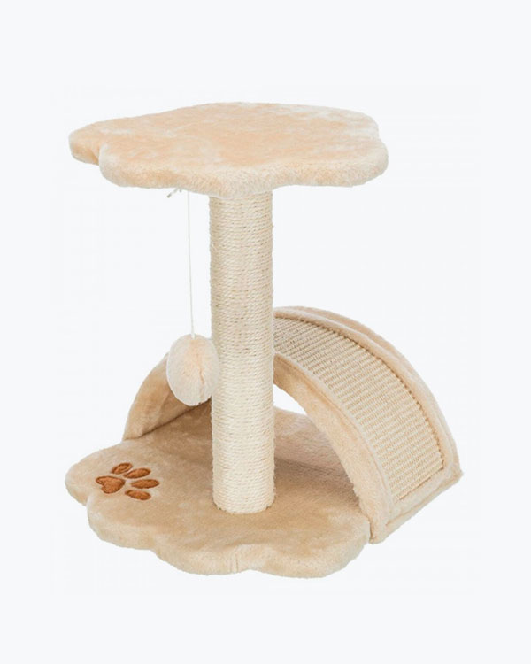 Царапка Trixie Junior Vitoria для кошек с игрушкой на веревке, сизаль и плюш, бежевая, 36х36х43 см