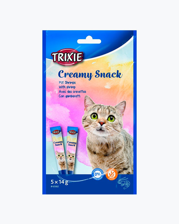Ласощі Trixie Creamy Snacks для котів, з тунцем і креветками, 5 шт х 14 г