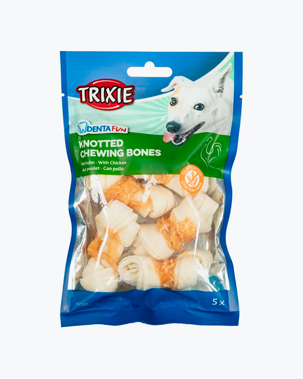 Лакомство Trixie Denta Fun Chicken Chewing Bone Кость для собак, для чистки зубов, с курицей, 5 см,70 г/5 шт