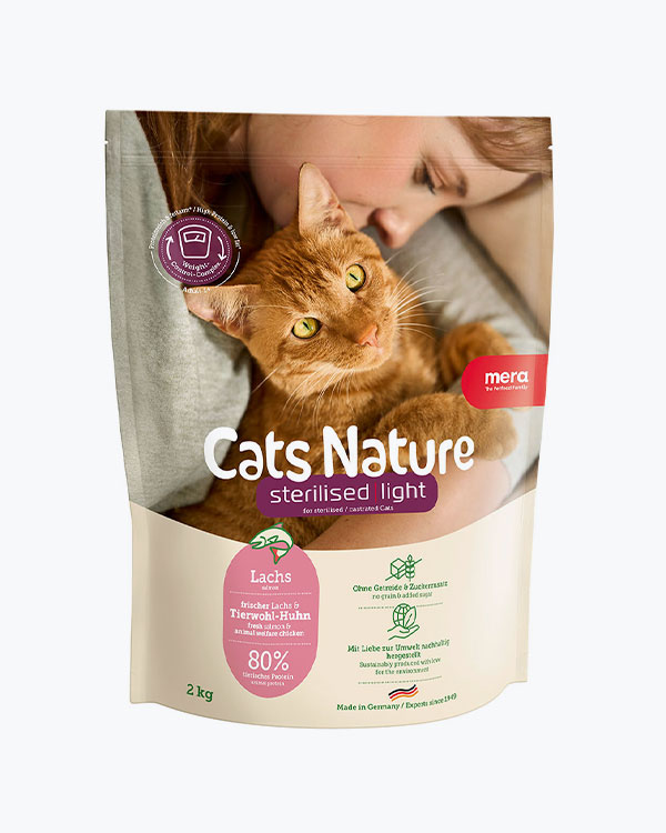 Сухой корм MERA Cats Nature Sterilised Light Salmon (Lachs) для стерилизованных кошек, с лососем, 2 кг