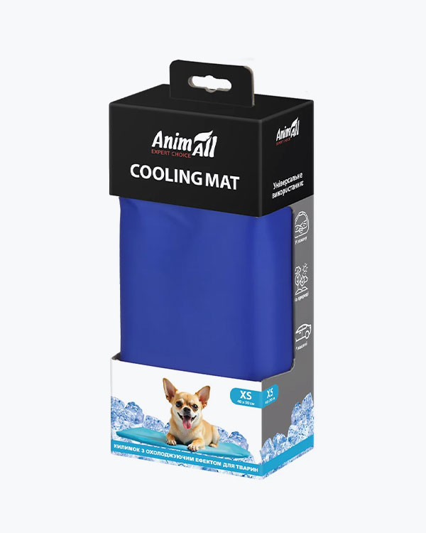 Охолоджуючий килимок AnimAll для тварин, розмір XS, синій, 40 см х 50 см