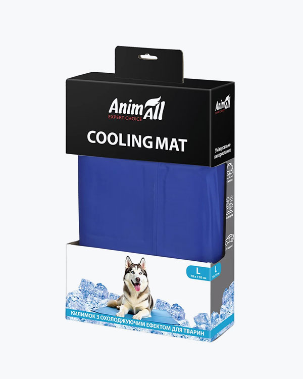 Охолоджуючий килимок AnimAll для тварин, розмір L, синій, 70 см х 110 см