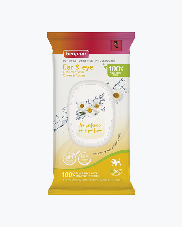 Влажные салфетки Beaphar Pet Wipes, уход за ушами и глазами, для собак и кошек, 30 шт