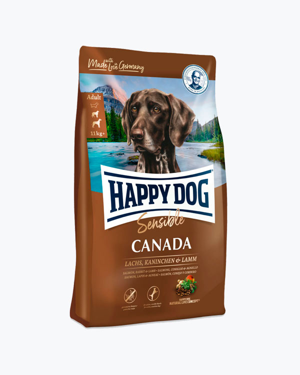 Сухой корм Happy Dog Supreme Sensible Canada, для собак, лосось с кроликом и ягненком, 12.5 кг