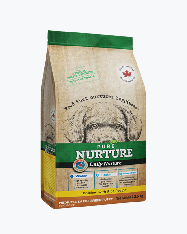 Сухий корм Pure Nurture Daily Power Puppies Medium & Large Breed, для цуценят середніх та великих порід, з куркою та рисом, 12.5 кг