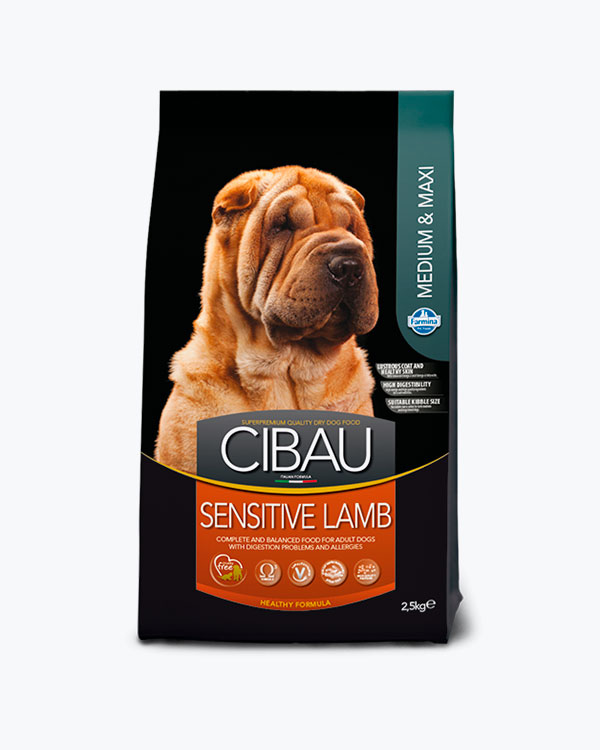 Сухой корм Farmina Cibau Sensitive Medium & Maxi Lamb, для собак средних и крупных пород с чувствительным желудком, ягненок, 2.5 кг