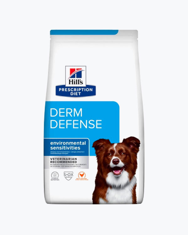 Сухой корм Hill's Prescription Diet Derm Defence, для взрослых собак, при дерматитах и ​​внутренней шерсти, 12 кг